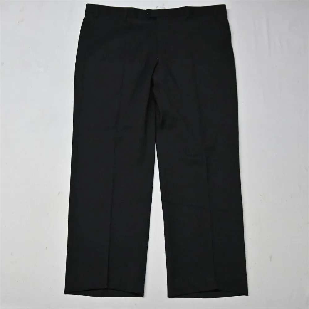 Zanella 40x32 Black Todd Flat Front Straight Leg 100% Wool Mens Dress Pants